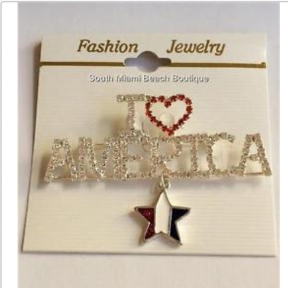 Silver Patriotic USA Flag Pin Brooch American US - Picture 4 of 8